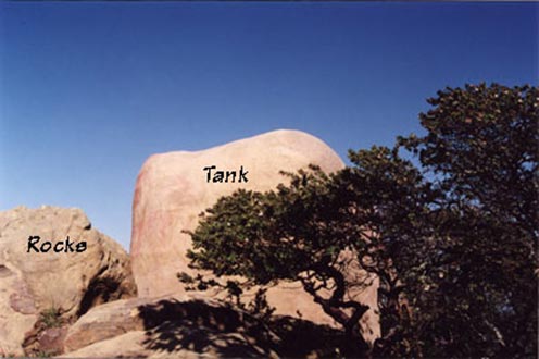 Natural rock-shaped, stone colored, ferro-cement tank