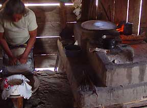 Making tortillas on clay oven